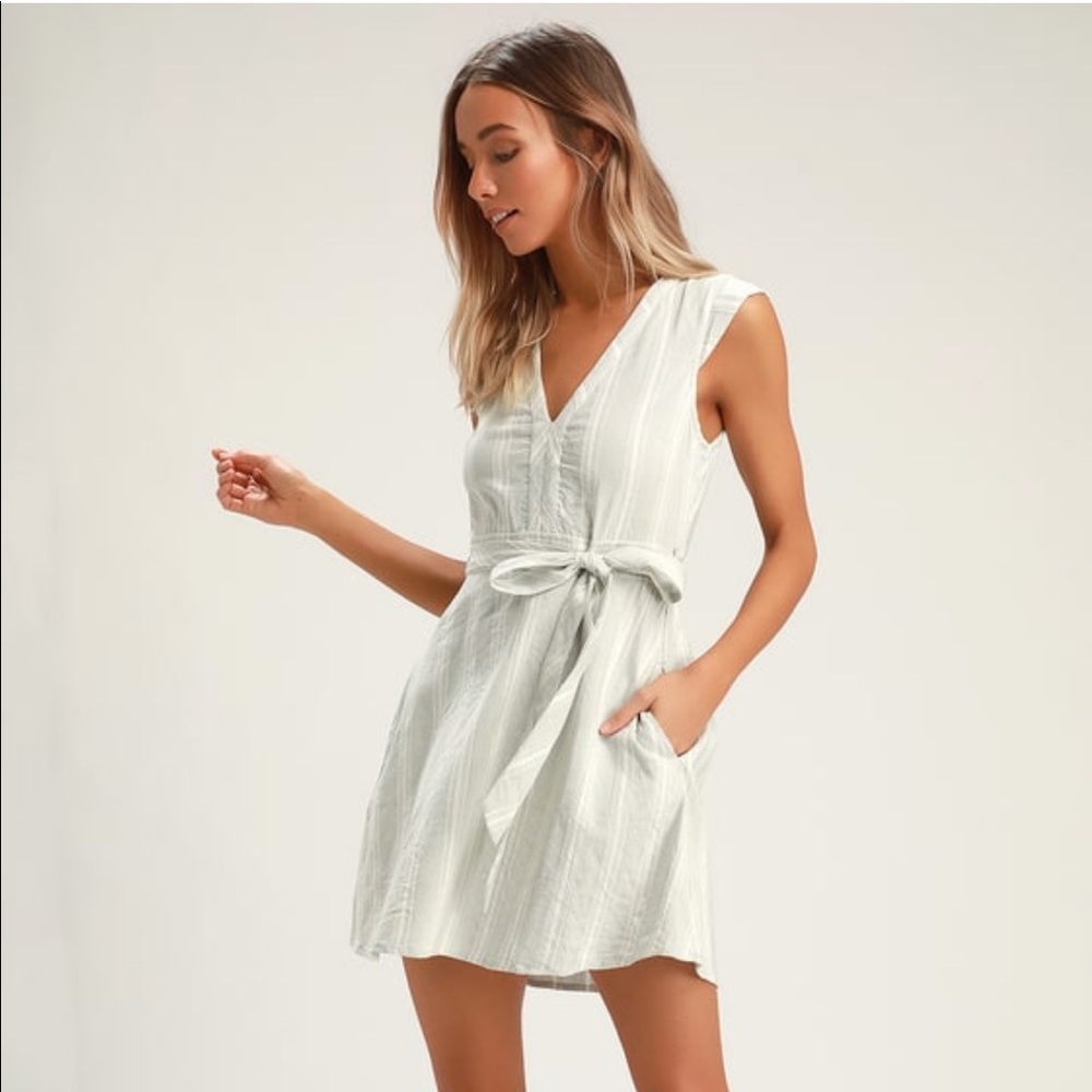 Grey stripped sleeveless dress new with tag medium brand O Neill